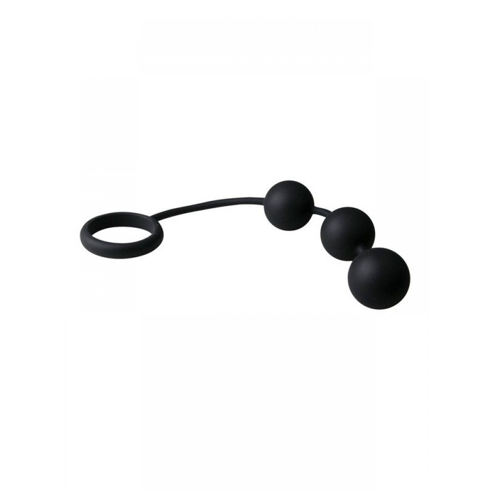 This set of silicone coated heavy weighted balls are attache... TOF - TOF Silicone Cock Ring w/ 3 Weighted Balls photo-3