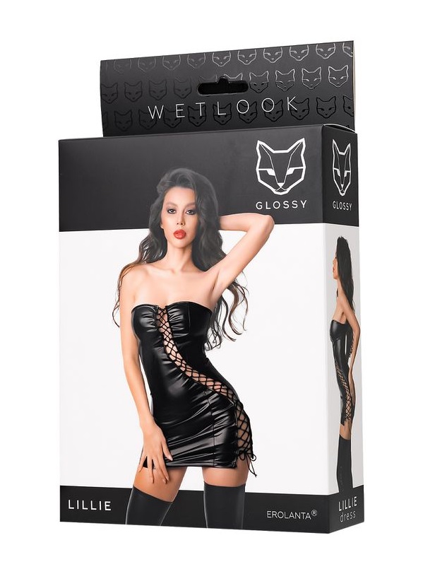 Are you ready to surprise with your look? The Lillie wet loo... Glossy - Lillie Wetlook Dress - Black - S photo-5