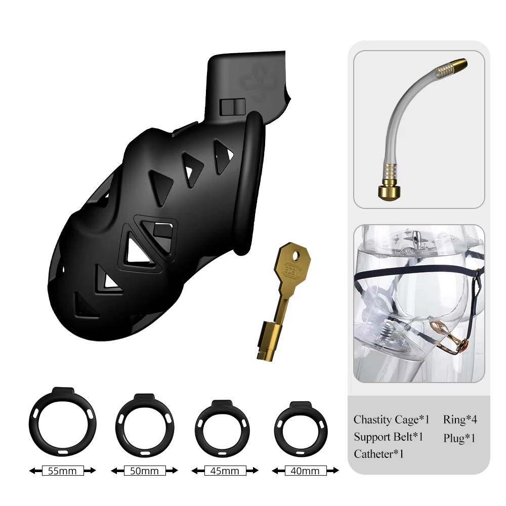 There’s no way to slither out of the Rattlesnake, one of the... Sevanda - Rattlesnake Chastity Cage Pro Long - Black photo-7
