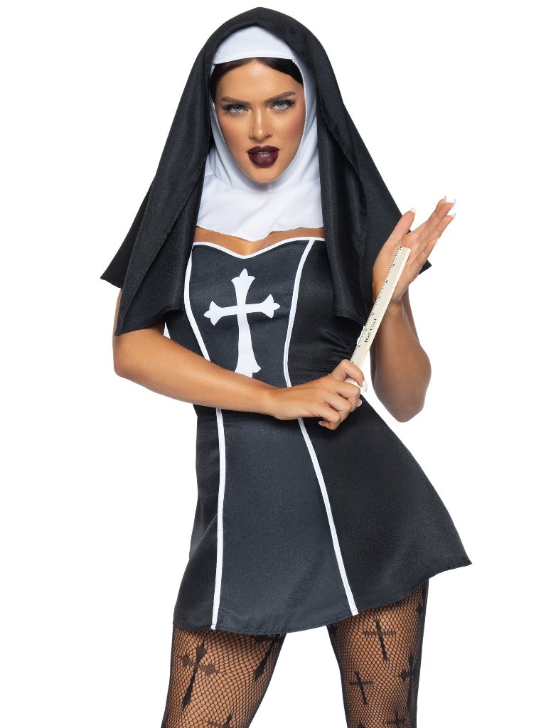 No amount of Hail Marys will absolve you of how sinfully sex... Leg Avenue - Naughty Nun Costume - Black - L photo-4