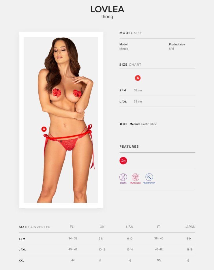 You've just found your favourite style of a thong! A hot... Obsessive - Lovlea Thong w Bows - Red - L/XL photo-9