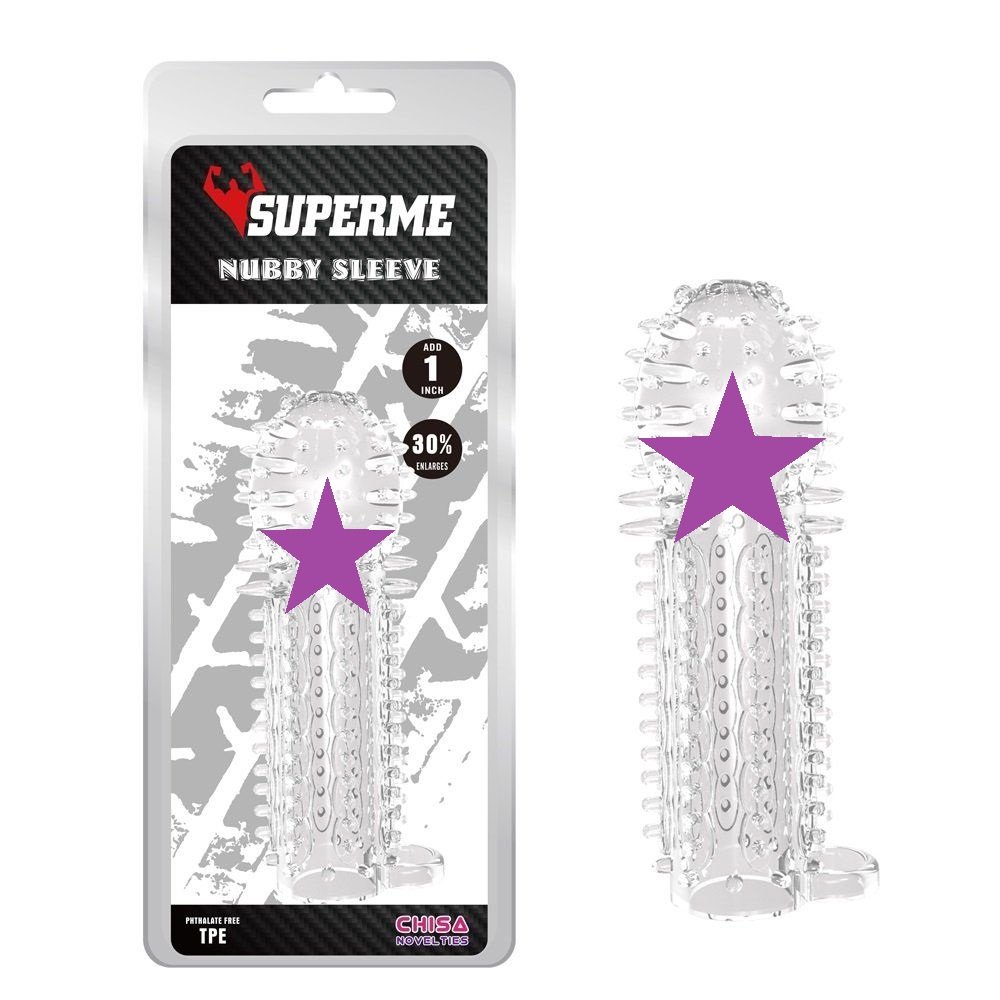 Soft and stretchy, Phthalate and latex free,Textured for int... Chisa - Nubby Sleeve - Clear photo-2