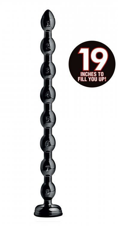 Suction down the base of these sleek, extra-long anal beads ... Hosed - 1.5'' Beaded Hose -19'' Long - Black photo-3