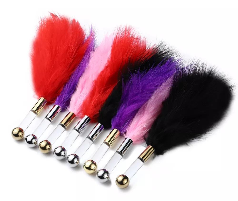 Luxury BDSM tickler is designed with soft feather and acryli... MT - Feather Tickler - Pink/Silver photo-5