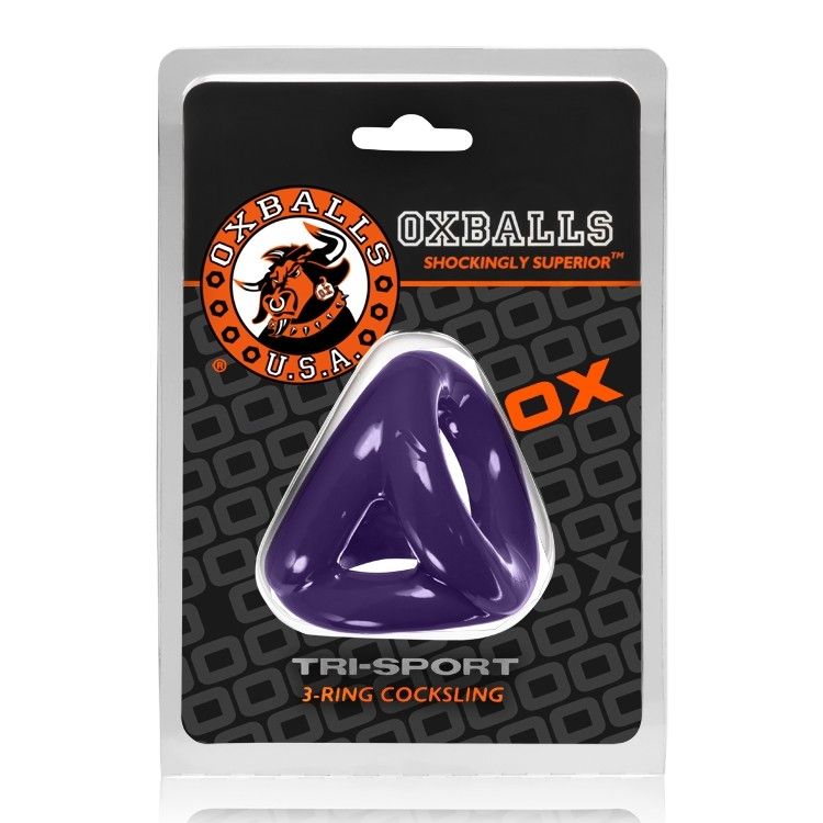 TRI-SPORT is modeled after traditional steel tri-cockrings b... Oxballs - Tri-Sport Cocksling - Eggplant photo-4