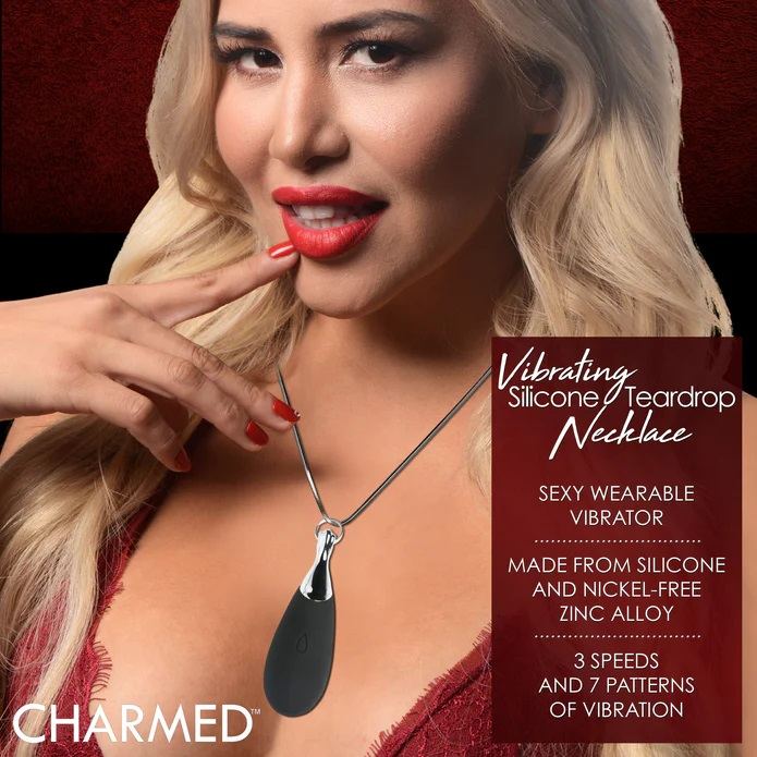 Combine fashion with foreplay to get this vibrating, teardro... Charmed - 10X Vibro Teardrop Necklace - Black photo-4