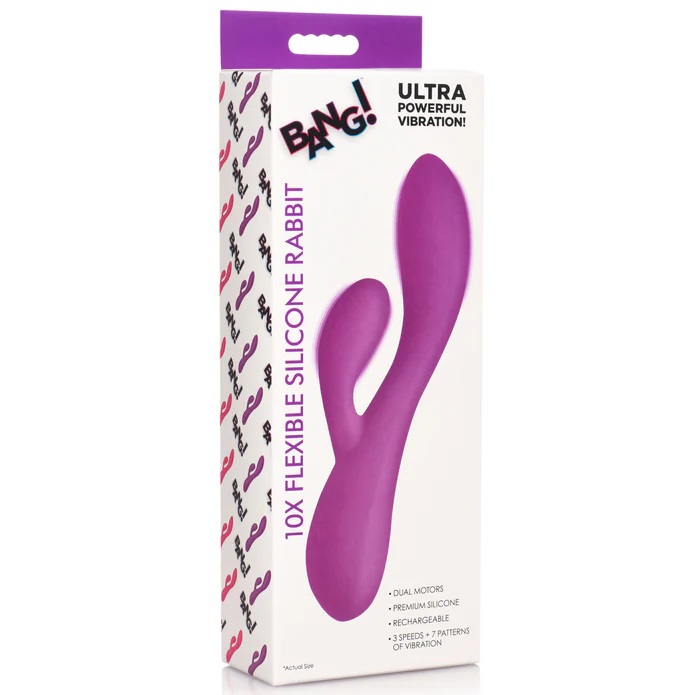Give yourself more than just surface level pleasure. Indulge... Bang! - 10X Flexible Rabbit Vibrator - Purple photo-11