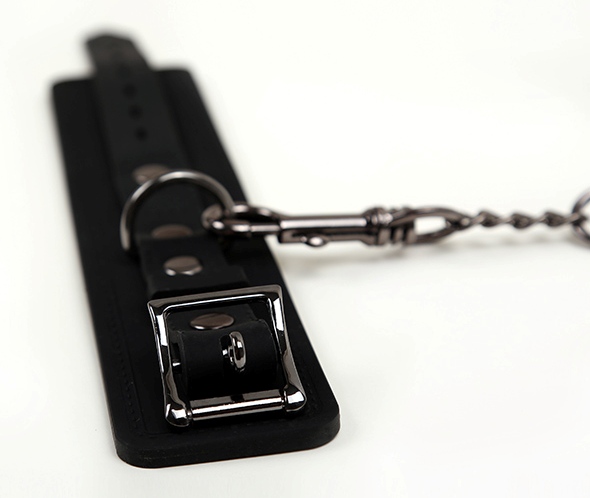 Heavy duty silicone cuffs with polished gunmetal clips. Thes... Pornhub - Silicone Handcuffs - Black photo-8