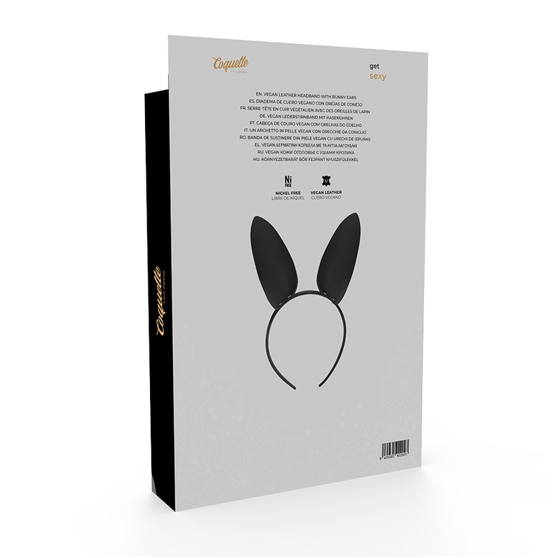 Original headband with rabbit ears made of vegan leather. An... Coquette - Headband w Bunny Ears - Black photo-5