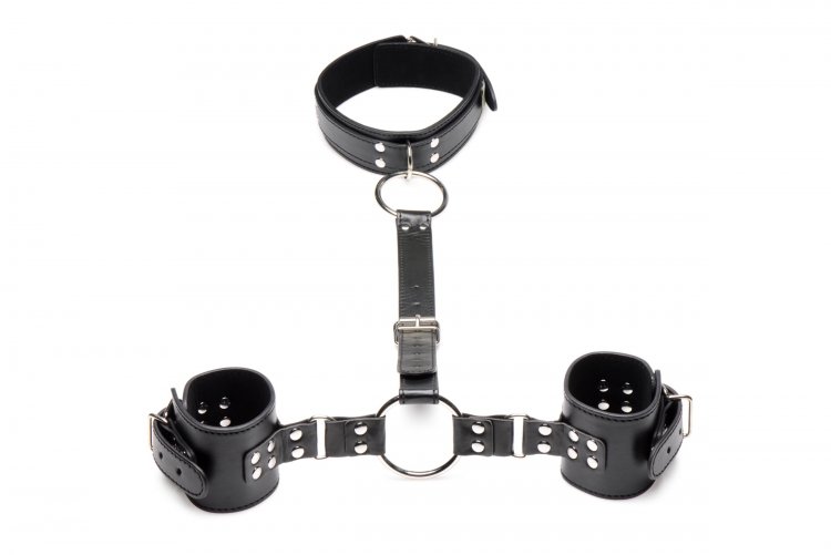 Strap in your submissive with these Neck to Wrist restraints... Strict - Neck to Wrist Restraints - Black photo-6