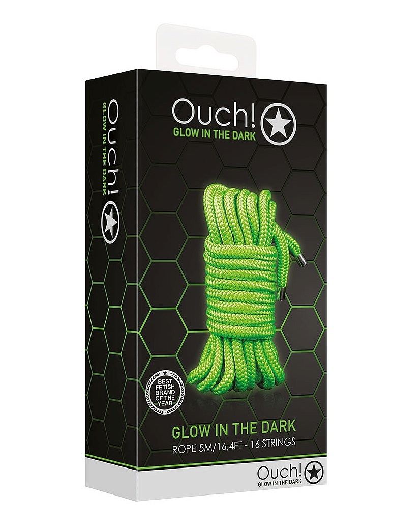 Ouch! Glow in the Dark, the future of bondage is here. Desig... Ouch - Glow In Dark Rope 5m - Green photo-4