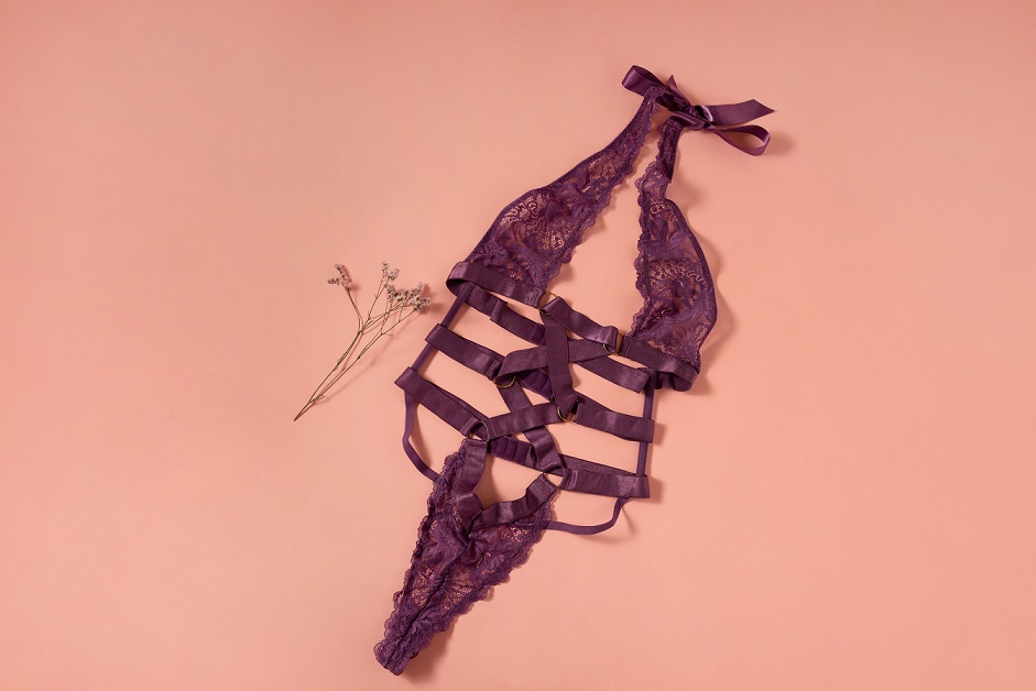 The Camille Lace Halter Teddy is the perfect playful additio... Oh La La Cheri - Camille Halter Teddy - Purple - L/XL photo-7