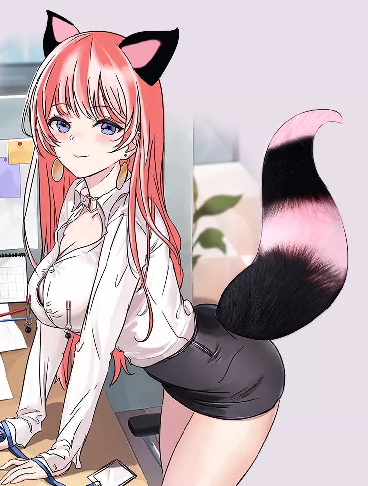 Enjoy playing with cute cat ears, pretty collar, spicy nippl... MT - Tail Plug w Ears, Collar & Clamps - Pink/Black photo-4