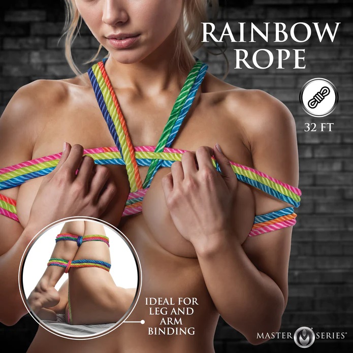 Brighten up your BDSM play with this neon rainbow-colored bo... Master Series - 32ft Rainbow Rope 10m photo-2