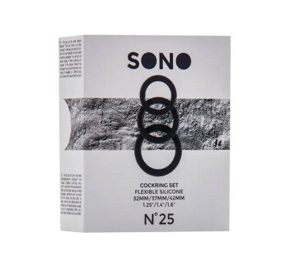 This cockring set will obviate premature ejaculation and wil... Sono - #25 Cock Rings Triple Set - Black photo-3