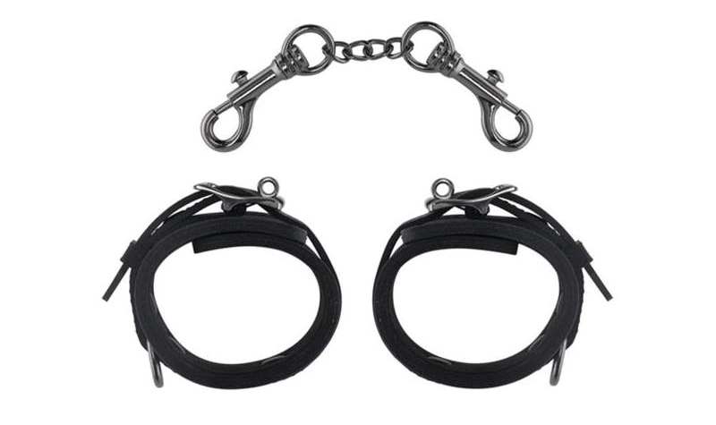 Heavy duty silicone cuffs with polished gunmetal clips. Thes... Pornhub - Silicone Handcuffs - Black photo-3