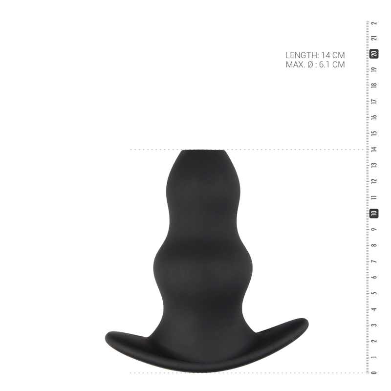 This hollow butt plug is made of soft and smooth silicone fo... Sinner Gear - Hollow Butt Plug M - Black photo-4