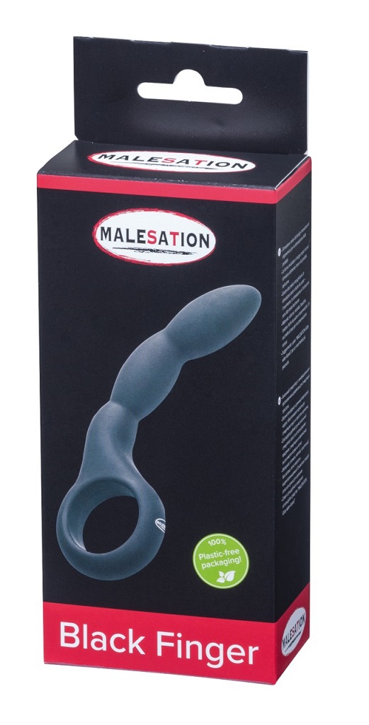 Flexible anal finger with handle. Highly imaginative and erg... Malesation - Black Finger Plug photo-3