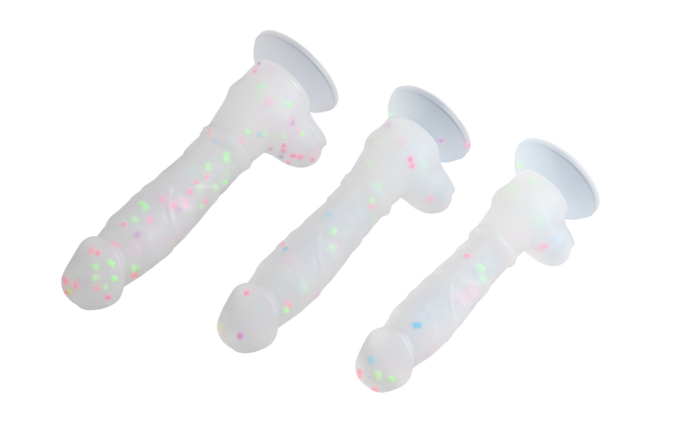 Material: silicone with sequins
Size: 3,4 x 17,7cm MT - Rainbow Dots Dildo S - White photo-6