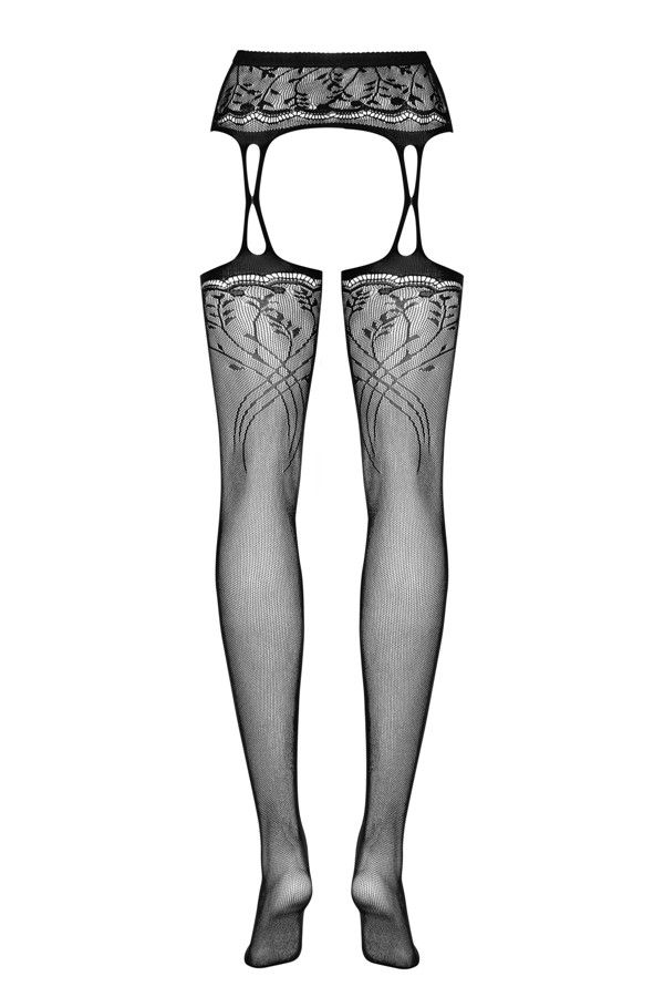 Garter belt and stockings in one? Now it’s possible! Garter ... Obsessive - S206 Garter Stockings - Black - S/M/L photo-8