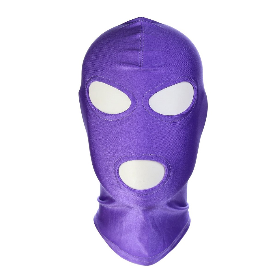 This 3-whole mask instantly delivers a great amount of excit... Kiotos - Classic BDSM Hood - Purple photo-3