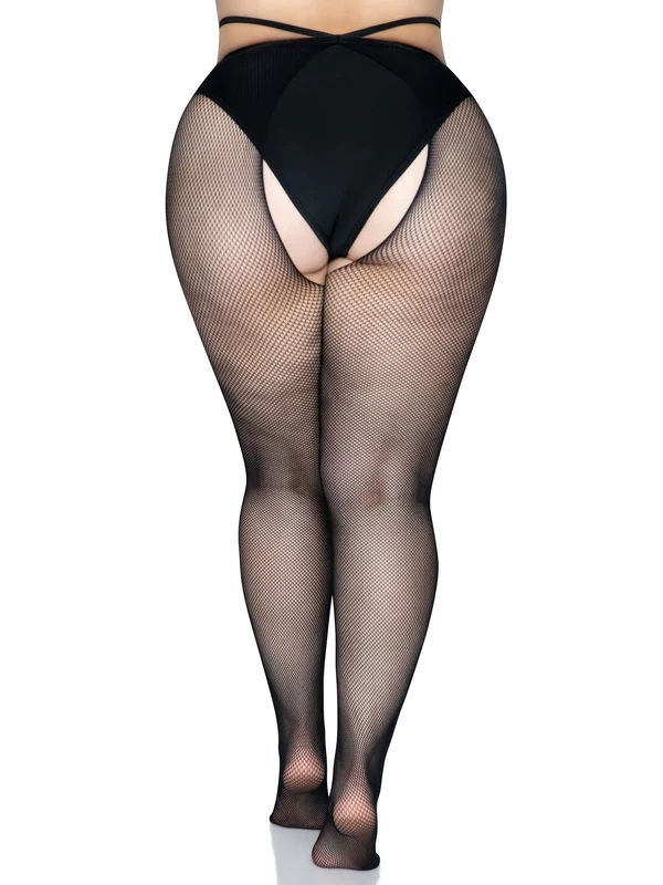 Pairing stylish fashion details and sexy plus size lingerie ... Leg Avenue - Olivia Crotchless Pantyhose - Black - Plus Size photo-5