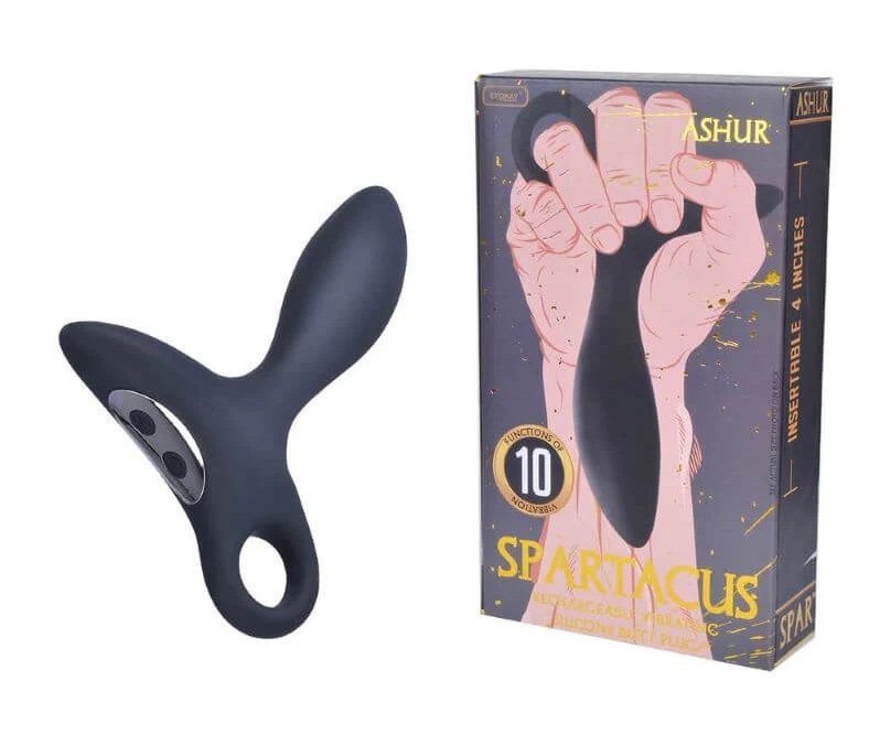 10 mode Vibrating
Rechargeable 100% Li Battery with Seik... Erokay - Spartacus Ashashur Anal Vibe - Black photo-5