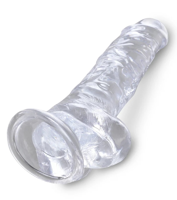 Dildo combines a translucent dildo with a realistic cock des... King Cock - 8" Cock w Balls - Clear photo-5