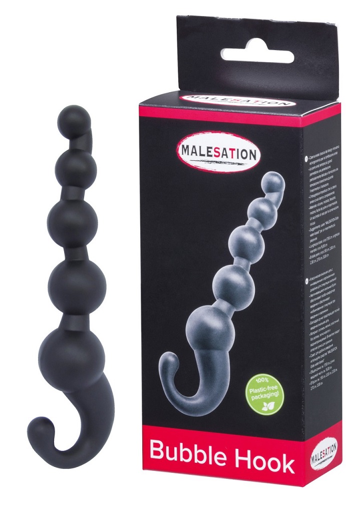 Flexible anal chain in highly imaginative and ergonomic desi... Malesation - Bubble Hook Plug - Black photo-2