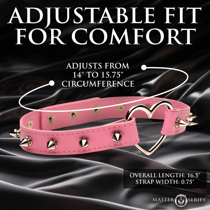 Flag your kinky side or use this as an edgy fashion accessor... Master Series - Spiked Heart Choker - Pink photo-6