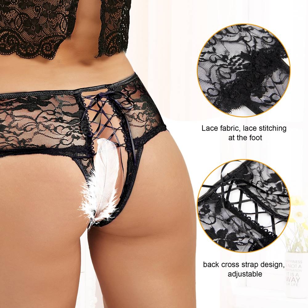 One of the most notable features of P5179 is the lace fabric... Ohyeah - Open Floral Lace Panty - Black - M photo-3