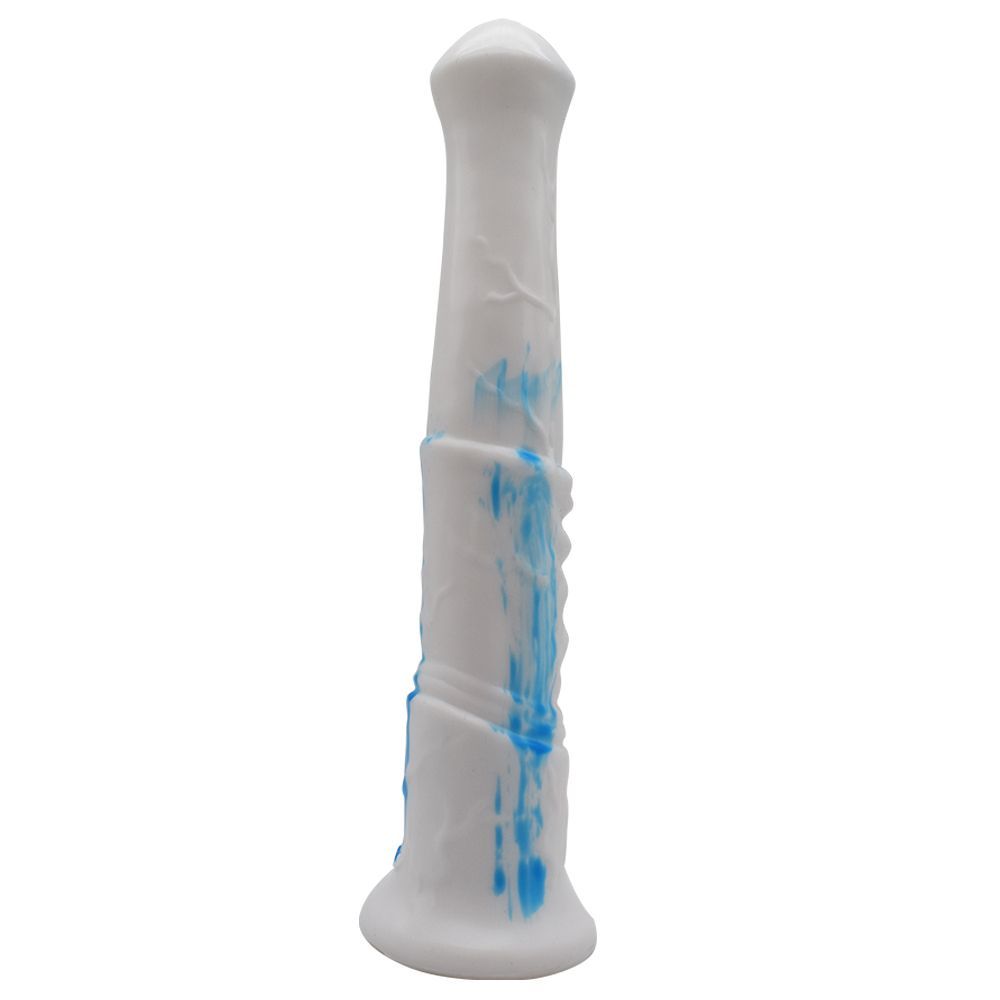 Silicone horse anal dildo, artificial realistic anal plug, s... FAAK - Horse Long Dildo - White/Blue photo-11