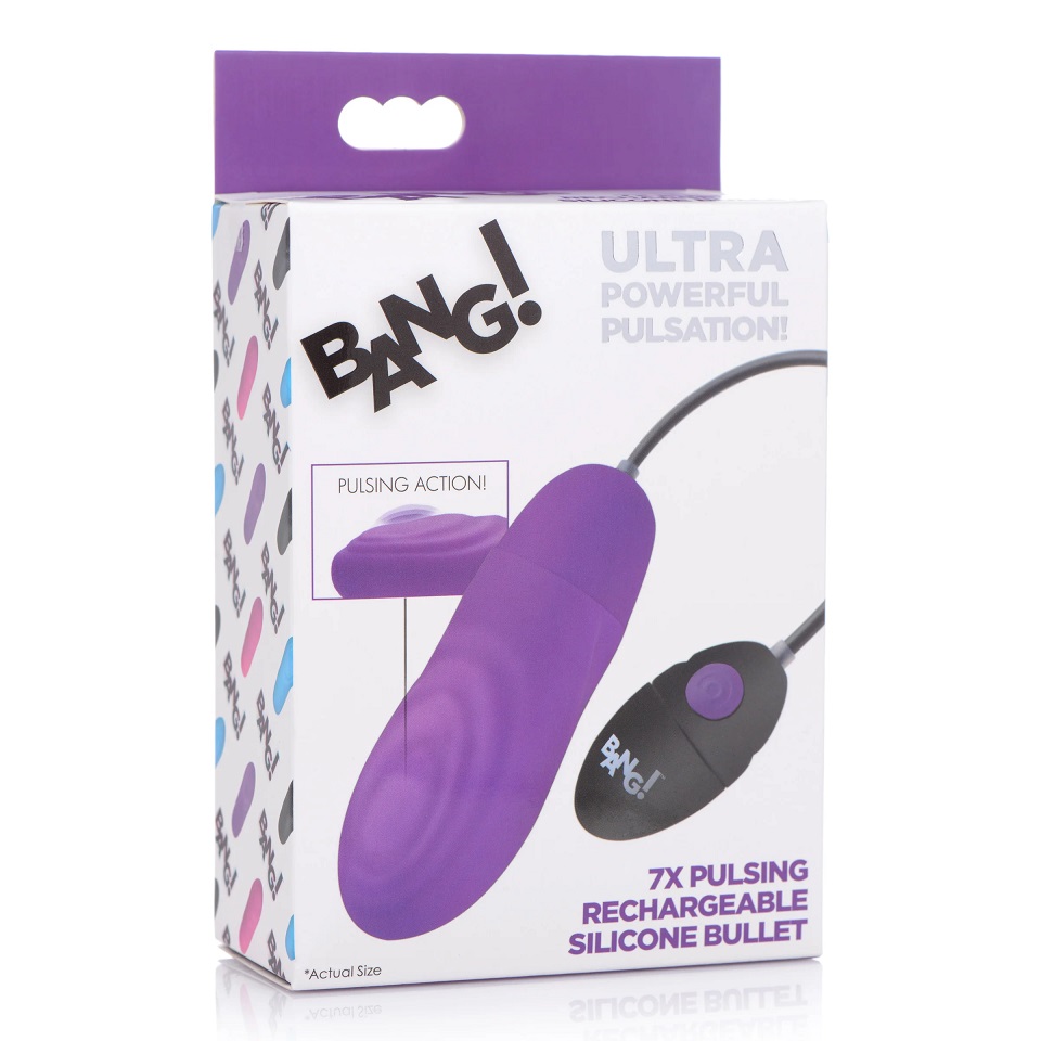 Satisfy your urges with this intense pulsing bullet! For tho... Bang! - 7X Pulsing Vibro Bullet - Purple photo-6