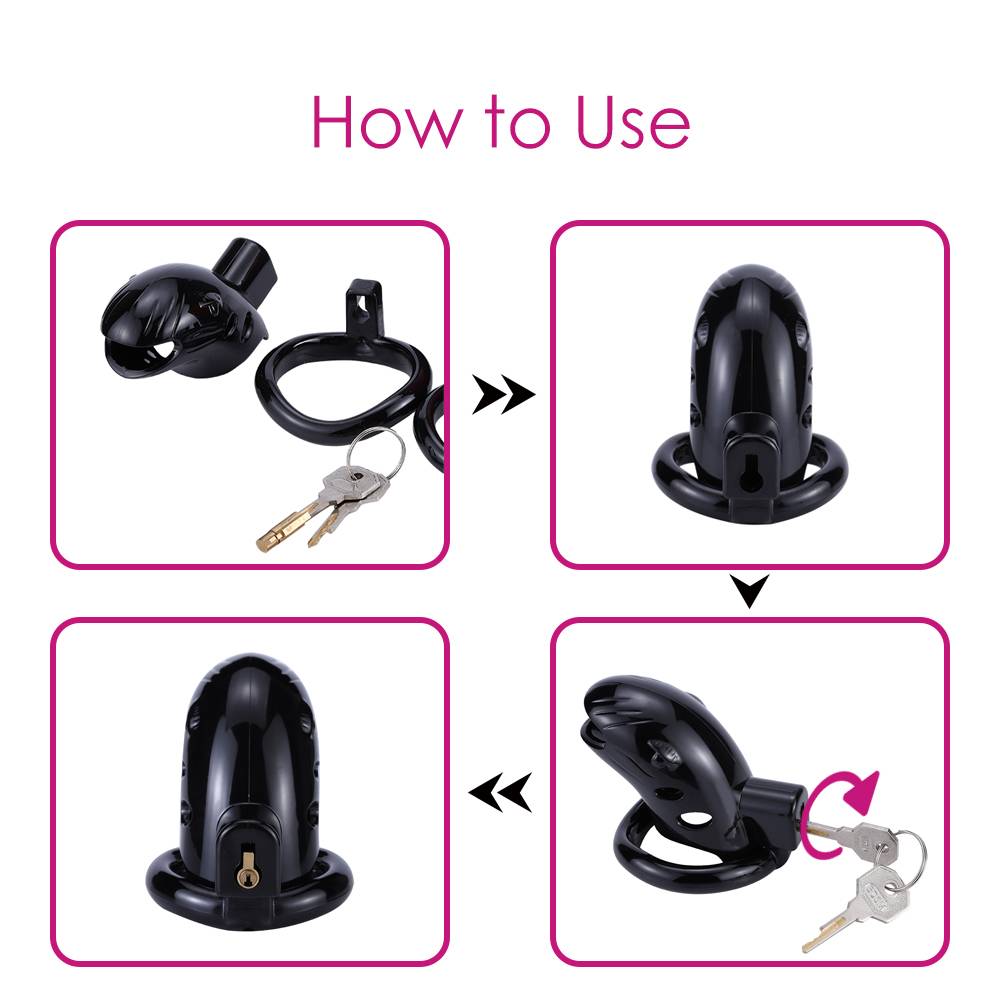 Male lockable chastity device made from safe and comfortable... MT - Plastic Chastity Cage w Magic Lock - Black photo-13