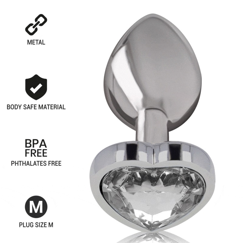 Let your buttocks shine with the Intense anal plug, decorate... Intense - Metal Heart Gem Plug M - Clear photo-3