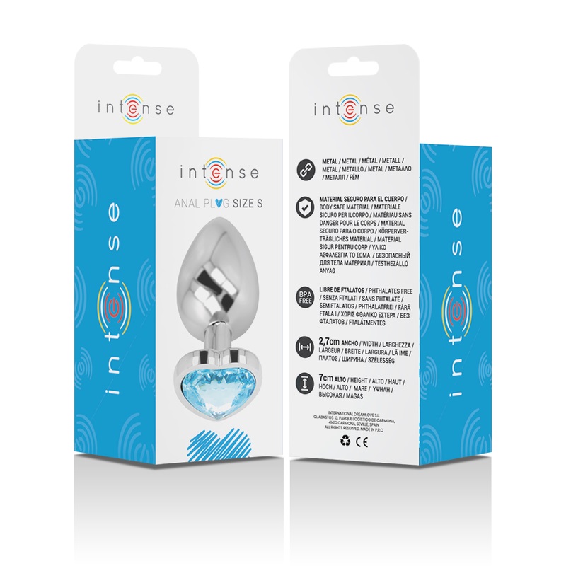 Let your buttocks shine with the anal plug from Intense, dec... Intense - Metal Heart Gem Plug S - Blue photo-7