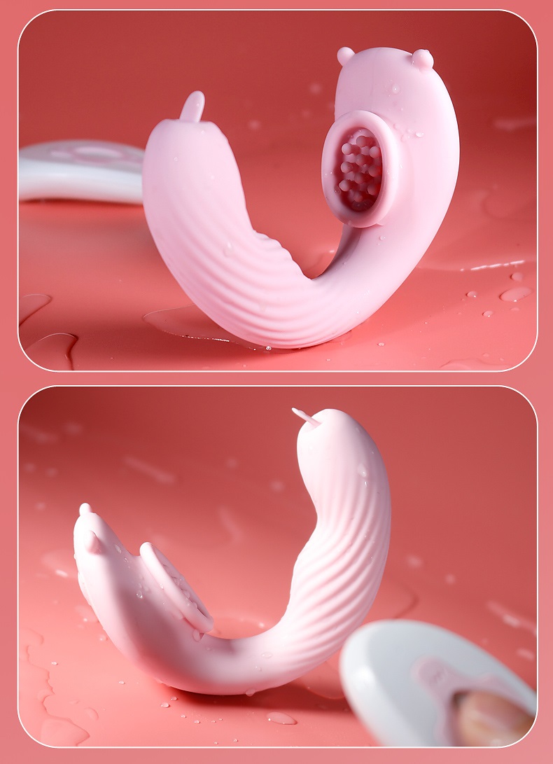 This couple vibrator combines clitroal and G-spot which brin... Secwell - Bear Dual Vibrator - Pink photo-4