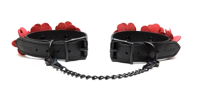 Look for unique hand restraints to add to your bondage colle... Liebe Seele - Flower Rhythm Hand Cuffs - Black/Red photo-2