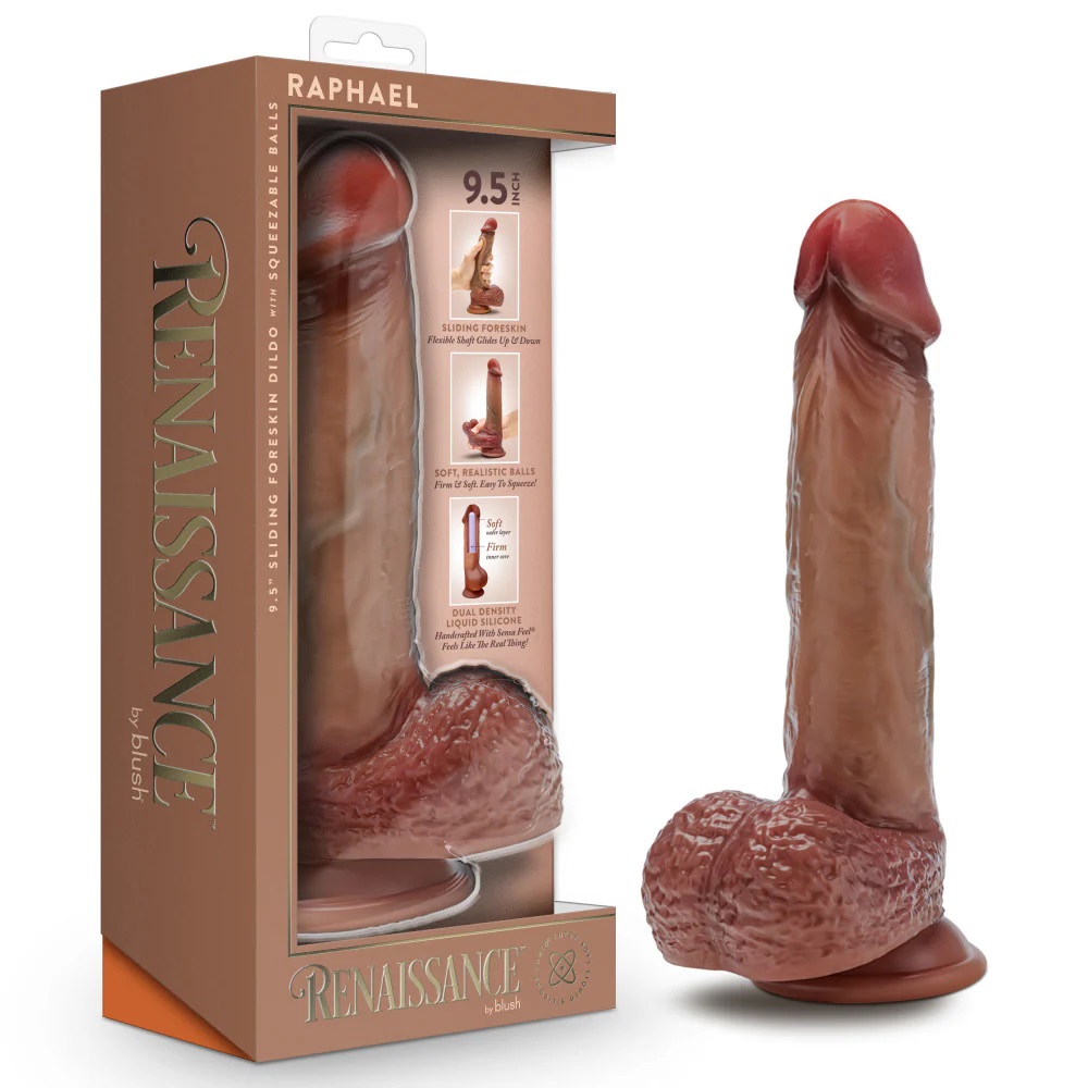 Discover your sexual enlightenment with Raphael, the 9.5-inc... Renaissance - Raphael Sliding Skin Dildo 24cm - Tan photo-9