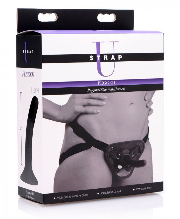 There is no better starting ground for beginners of pegging!... Strap U - Pegged Pegging Dildo with Harness - Black photo-6