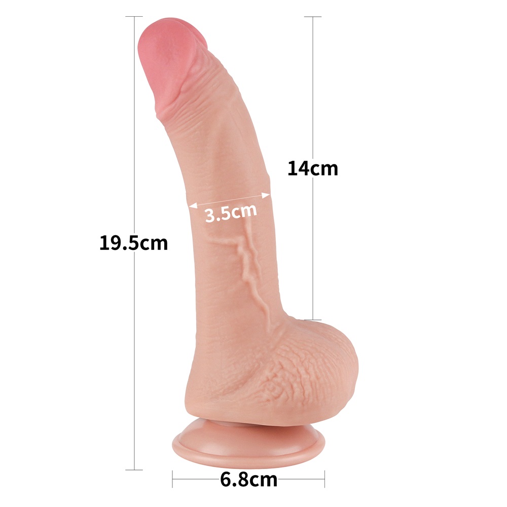 Made of realistic dual-layer sliding-skin material for Iifel... Lovetoy - 7.5" Curved Sliding Skin Dildo - Flesh photo-12