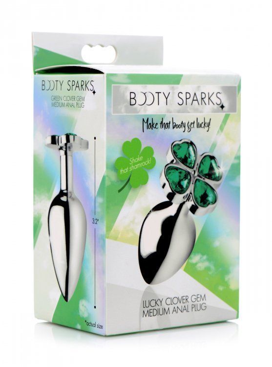 Make that booty get lucky with this medium metal anal plug w... Booty Sparks - Lucky Clover Anal Plug M-size - Green photo-4