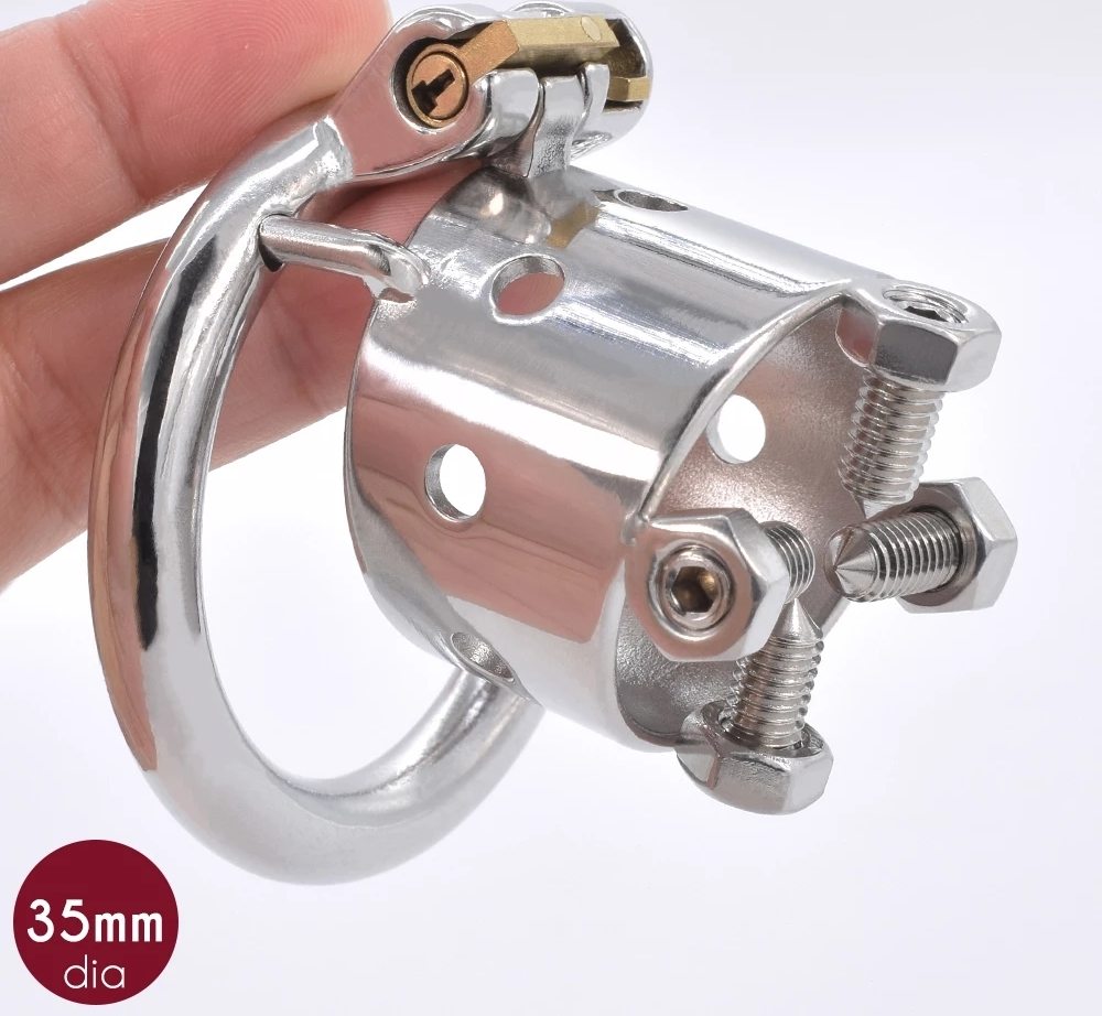 304 stainless steel chastity cage with 4 bolts for thrill fe... FAAK - 4 Bolts Chastity Cage 45mm - Silver photo-3