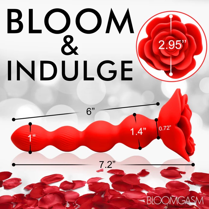 Indulge in a backdoor delight with this vibrating, rotating ... Bloomgasm - 10X Rose Twirl Vibro Beads - Red photo-10