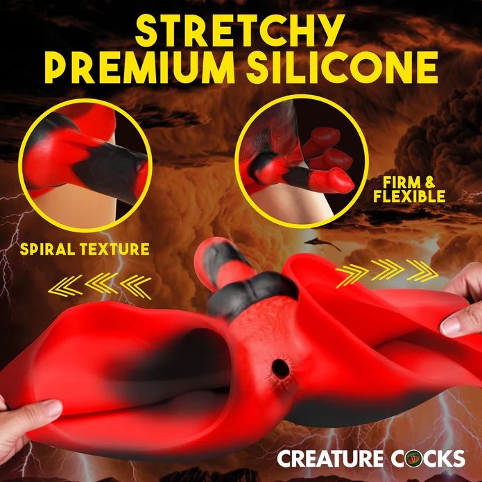 Unleash your inner beast with the Hell Hound Silicone Strap-... Creature Cocks - Hell Hound Strap-On Harness - Black/Red photo-4