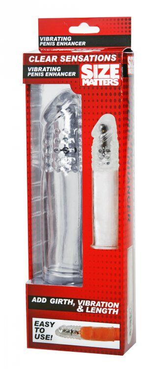 This semi-realistic sex sleeve combines vibration, texture, ... Size Matters - Penis Vibro Sleeve with Bullet - Clear photo-4