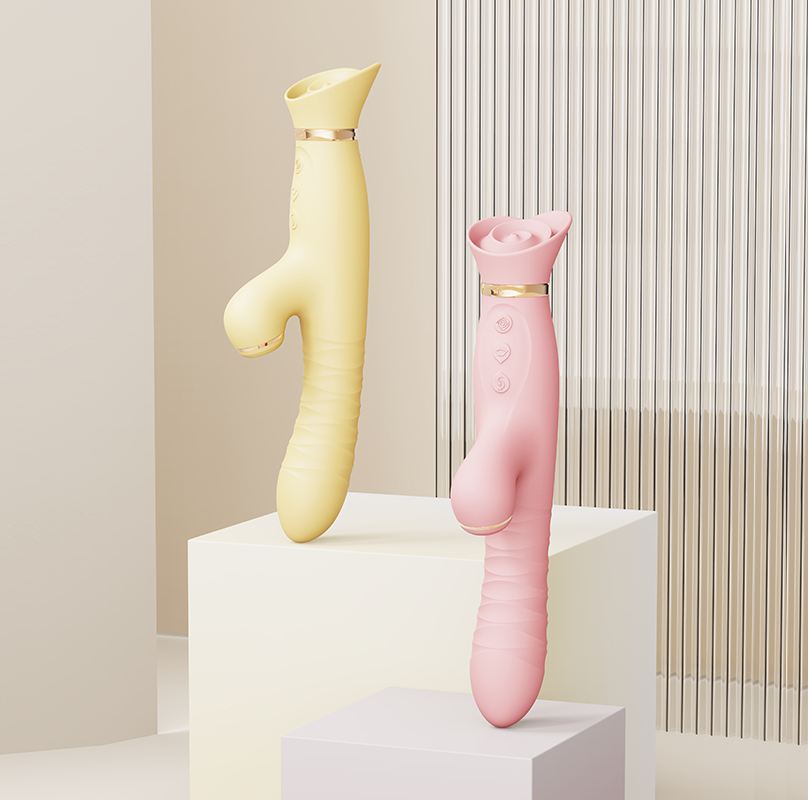 Enjoy dual stimulation with powerful suction that surrounds ... Zalo - Rose Thruster Rabbit Vibrator - Lemon Yellow photo-9