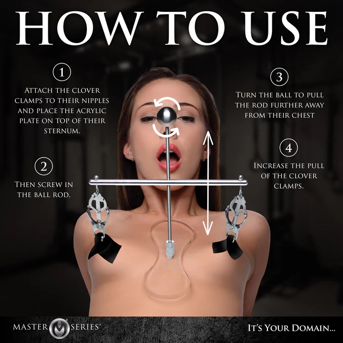 Put your submissive in a predicament pose they cant' esc... Master Series - Tower of Pain Nipple Clamps - Silver photo-6