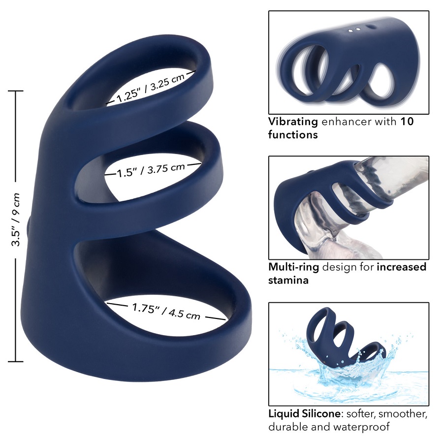 Explore new horizons of pleasure with the Viceroy Rechargeab... CEN - Viceroy Triple Vibro Ring - Blue photo-11