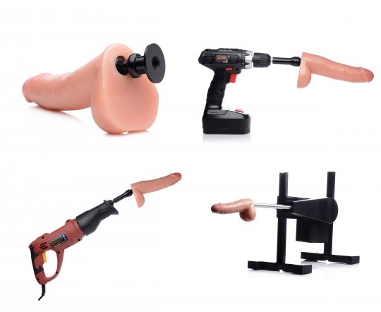Compatible with your vacuum-grip strap-on harness, fucking m... LoveBotz - 8" Cock Lock Dildo w Balls - Flesh photo-6
